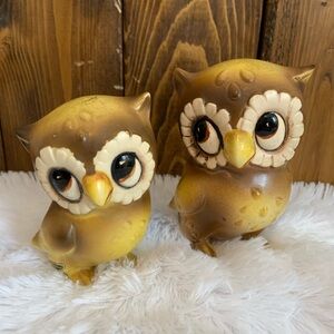 1960s-Josef Originals-Ceramic Owl Figurines set-Japan